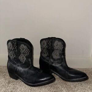 Frye Black Studded Ankle Boots